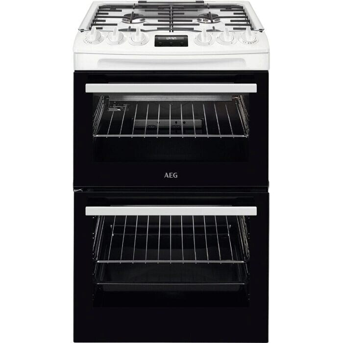 AEG CGX1130ACW 55cm Freestanding Gas Cooker With Double Ovens in White