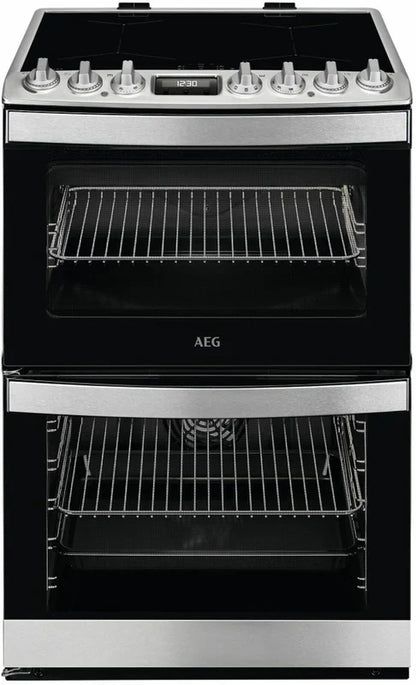 AEG CIB6743ACM 6000 Series Steam Bake 60cm Freestanding Electric Cooker with Induction Hob in Stainless steel
