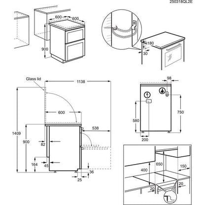 AEG CKX6540ACB 60cm 5000 Series Surround Cook Dual Fuel Freestanding Cooker With Double Oven in Black